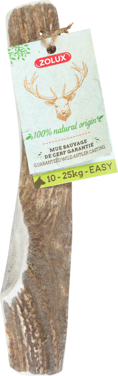 Corno di cervo naturale Zolux Easy per cani da 10 a 25 kg, tagliato a metà, ideale per masticazione e igiene orale Corno di cervo naturale Zolux Easy per cani da 10 a 25 kg, tagliato a metà, ideale per masticazione e igiene orale